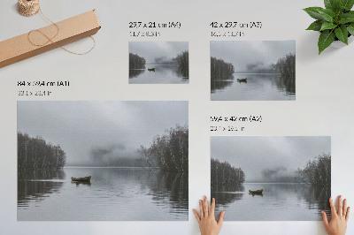 Photo canvas Sky and water, fog and trees, peace and quiet
