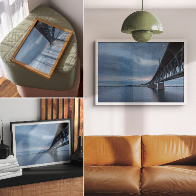 Decorative canvas print A modern bridge over calm water