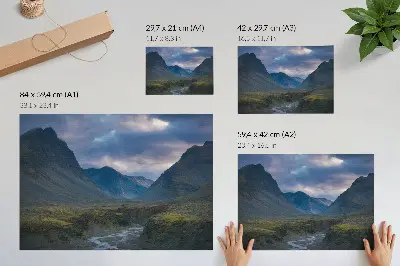 Decorative canvas print mountains in the clouds with a tranquil blue nature theme