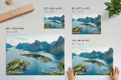 Poster Fjords, mountains, town, peace and harmony