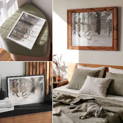 Photo canvas winter forest with antlers in the snow