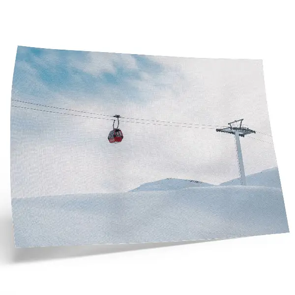 Photo canvas mountains, cable car, and sky with dynamic color contrast