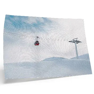 Photo canvas mountains, cable car, and sky with dynamic color contrast