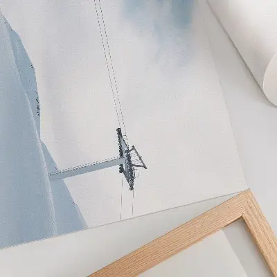Photo canvas mountains, cable car, and sky with dynamic color contrast