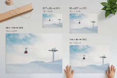 Photo canvas mountains, cable car, and sky with dynamic color contrast