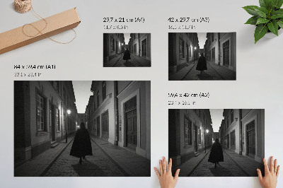 Decorative canvas print Dark street, mysterious figure, nostalgic atmosphere
