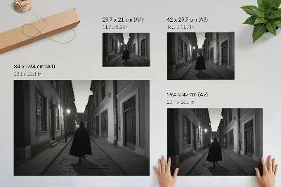 Decorative canvas print featuring a dark street with a mysterious figure in a nostalgic atmosphere