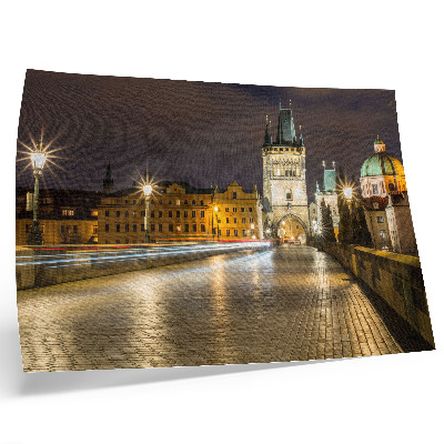 Decorative canvas print Charming night city illuminated bridge architecture