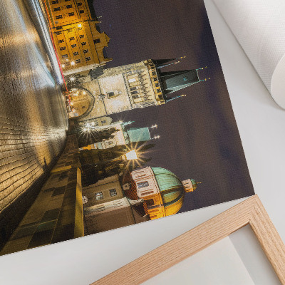 Decorative canvas print Charming night city illuminated bridge architecture