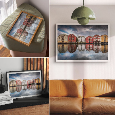 Poster Colorful buildings by the water - a harmonious composition
