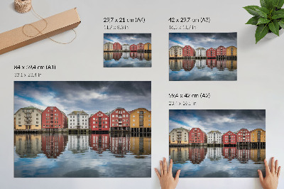 Poster Colorful buildings by the water - a harmonious composition