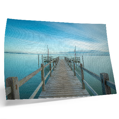 Photo canvas Bridge over the lake, blue, peace, simplicity