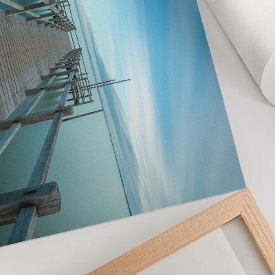 Photo canvas Bridge over the lake, blue, peace, simplicity