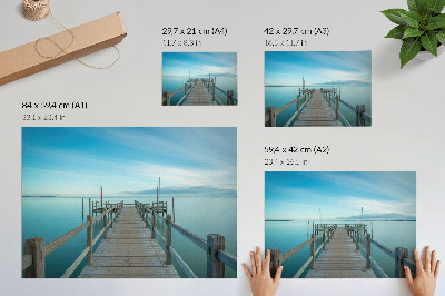 Photo canvas Bridge over the lake, blue, peace, simplicity