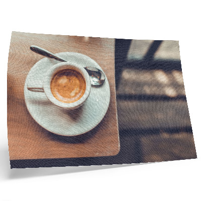 Photo canvas A cup of espresso on a wooden table, contrasts