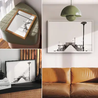 Decorative canvas print minimalist bridge with rectilinear architecture
