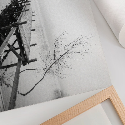 Poster A wooden jetty against the backdrop of a calm lake