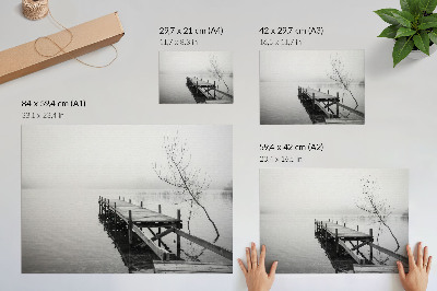 Poster A wooden jetty against the backdrop of a calm lake