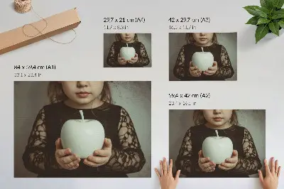 Decorative canvas print girl with white fruit and mysterious atmosphere