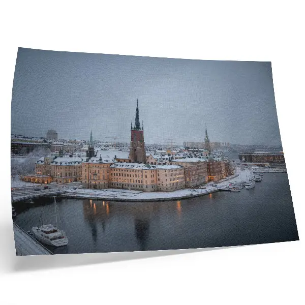 Photo canvas featuring a picturesque winter city architecture