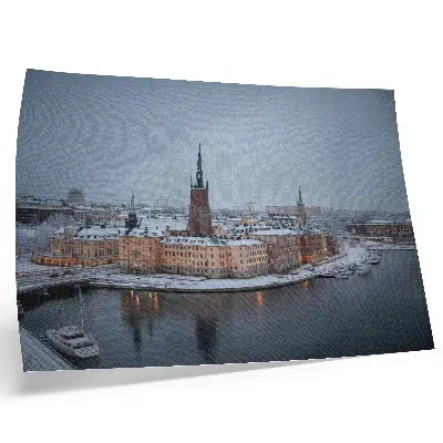 Photo canvas featuring a picturesque winter city architecture