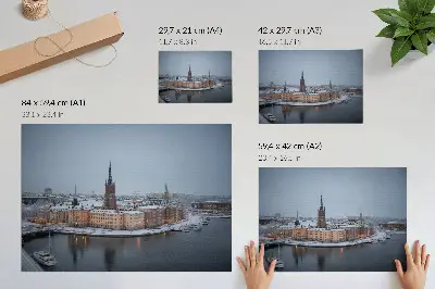 Photo canvas featuring a picturesque winter city architecture