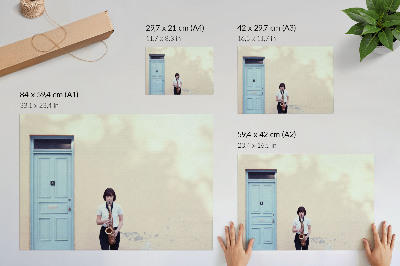 Poster Minimalism, bright colors, peace, music at the door