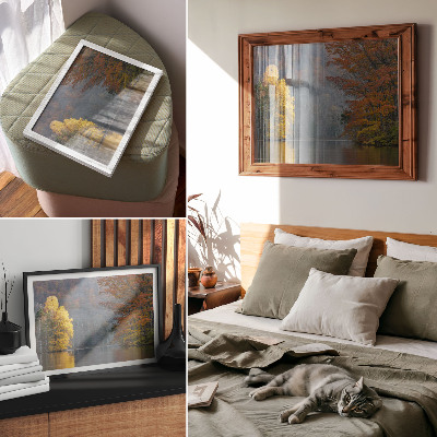 Photo canvas Autumn colors, lake, peaceful atmosphere, harmony