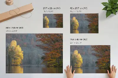 Photo canvas autumn colors reflecting on a peaceful lake