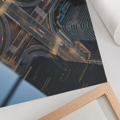 Poster City panorama from above, lights at night, modernity