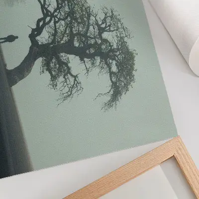 Photo canvas lonely tree in a dark foggy silhouette atmosphere