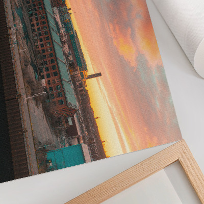Decorative canvas print Industrial buildings sunset peaceful atmosphere