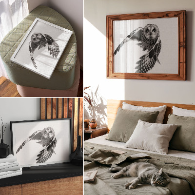 Poster Portrait of an owl in flight, unique elegance, peaceful atmosphere