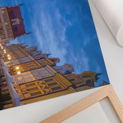 Poster Historic tenement houses in the evening with colorful light