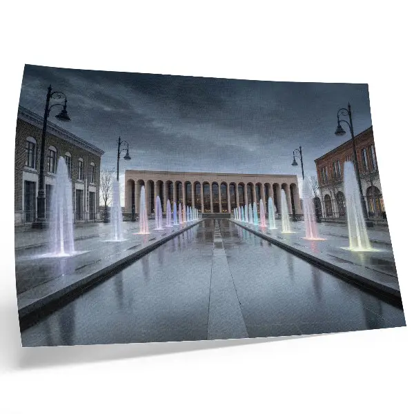 Photo canvas fountains and architecture with modern lighting