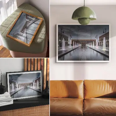 Photo canvas fountains and architecture with modern lighting