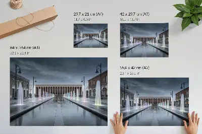 Photo canvas fountains and architecture with modern lighting