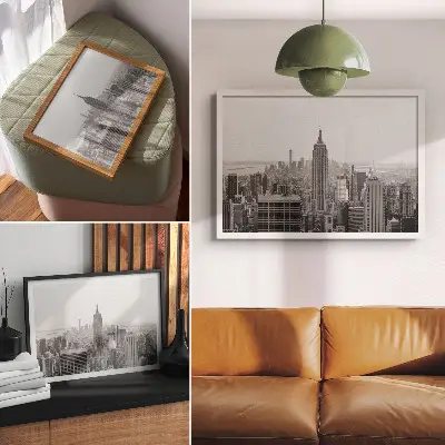 Modern metropolitan canvas print Black and white decorative panorama