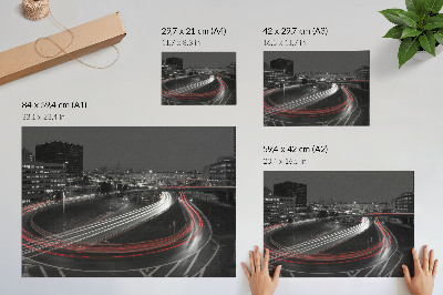 Poster Night city lights dynamic movement
