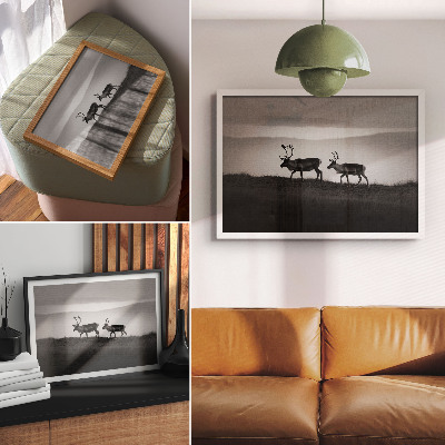 Photo canvas Reindeer on a hill minimalist composition