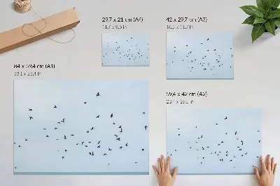 Decorative canvas print featuring a flock of birds over the blue sea