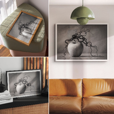 Photo canvas The contrast of the apple and the branch is a harmonious monochromatic