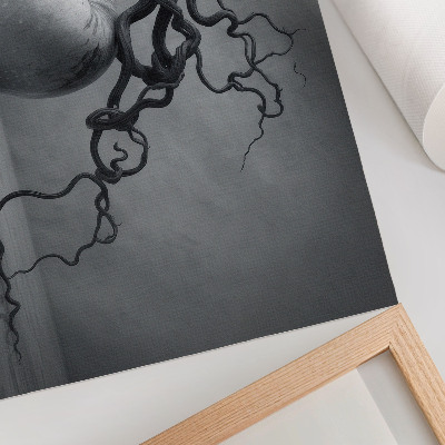 Photo canvas The contrast of the apple and the branch is a harmonious monochromatic