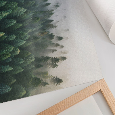 Poster Green forest in the fog, atmospheric and mysterious