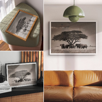 Photo canvas Elephants under a tree in the African savannah