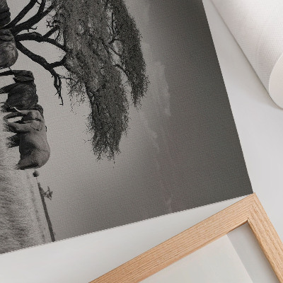 Photo canvas Elephants under a tree in the African savannah