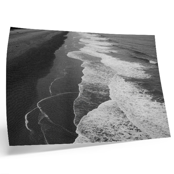 Photo canvas Black and white waves soft sand quiet beach