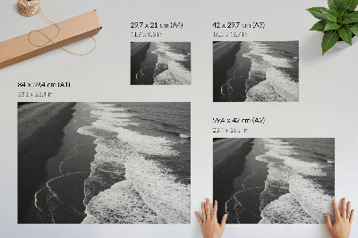 Photo canvas Black and white waves soft sand quiet beach