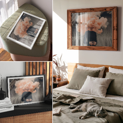 Photo canvas A character with a cloud of orange smoke instead of a head
