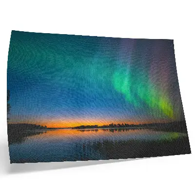 Decorative canvas print aurora over a lake with a magical atmosphere